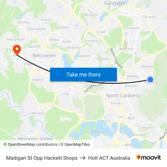 Madigan St Opp Hackett Shops to Holt ACT Australia map