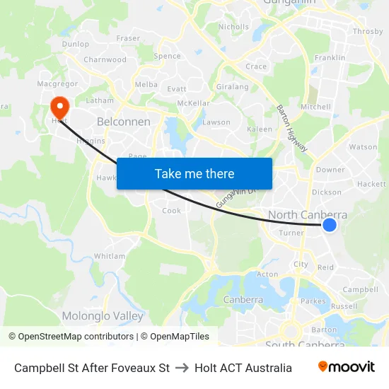 Campbell St After Foveaux St to Holt ACT Australia map