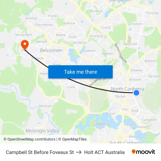 Campbell St Before Foveaux St to Holt ACT Australia map