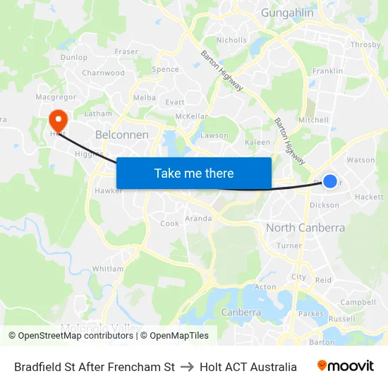 Bradfield St After Frencham St to Holt ACT Australia map
