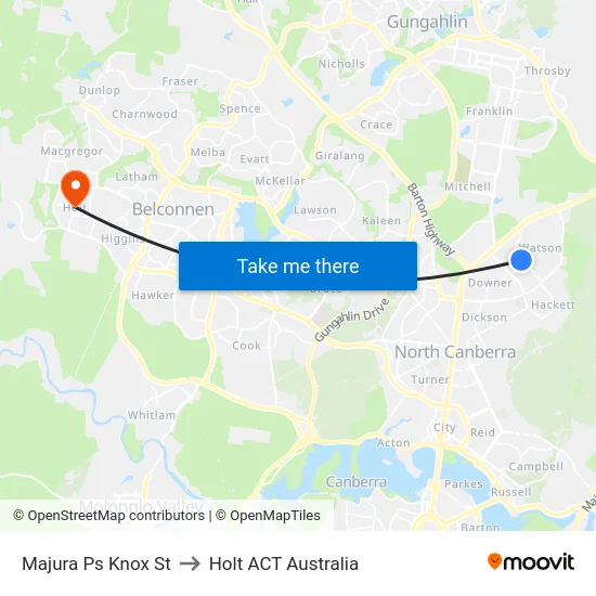 Majura Ps Knox St to Holt ACT Australia map