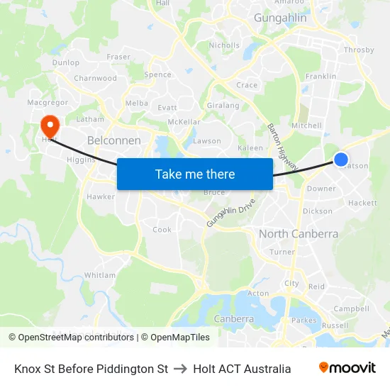 Knox St Before Piddington St to Holt ACT Australia map