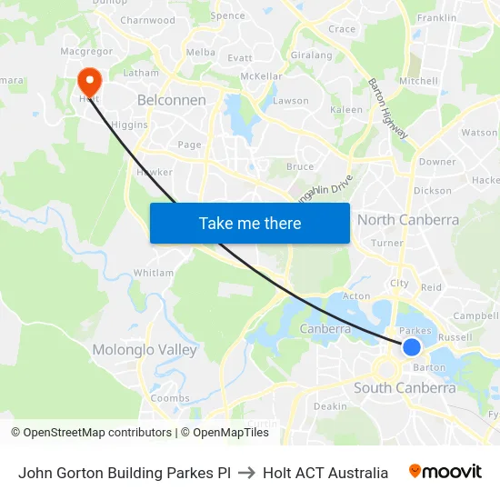 John Gorton Building Parkes Pl to Holt ACT Australia map