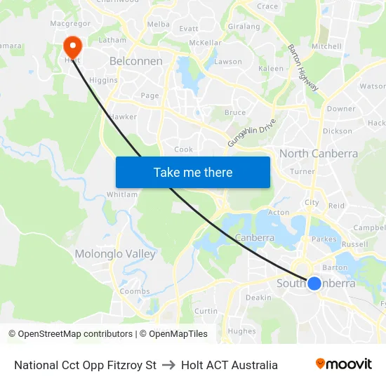 National Cct Opp Fitzroy St to Holt ACT Australia map