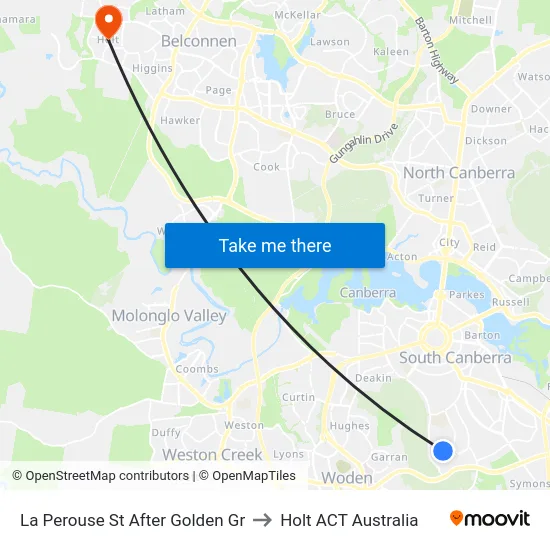 La Perouse St After Golden Gr to Holt ACT Australia map