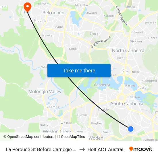 La Perouse St Before Carnegie Cr to Holt ACT Australia map