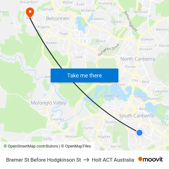 Bremer St Before Hodgkinson St to Holt ACT Australia map