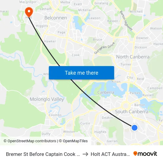 Bremer St Before Captain Cook Cr to Holt ACT Australia map