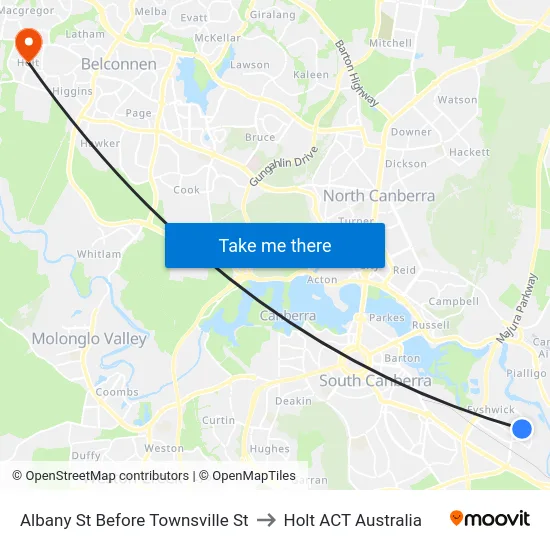 Albany St Before Townsville St to Holt ACT Australia map