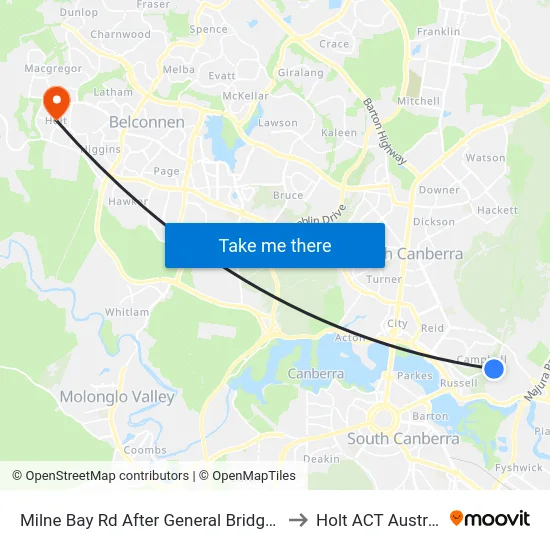 Milne Bay Rd After General Bridges Rd to Holt ACT Australia map