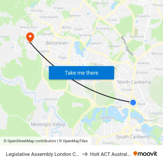 Legislative Assembly London Cct to Holt ACT Australia map