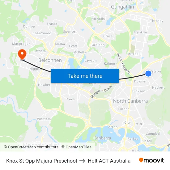 Knox St Opp Majura Preschool to Holt ACT Australia map