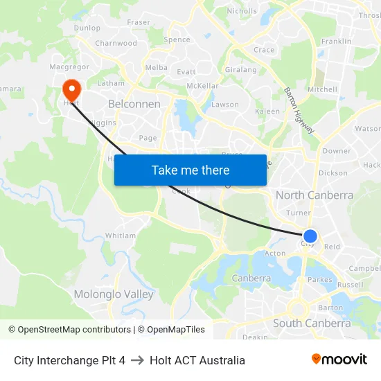 City Interchange Plt 4 to Holt ACT Australia map