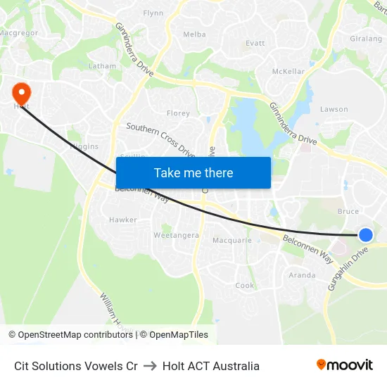 Cit Solutions Vowels Cr to Holt ACT Australia map