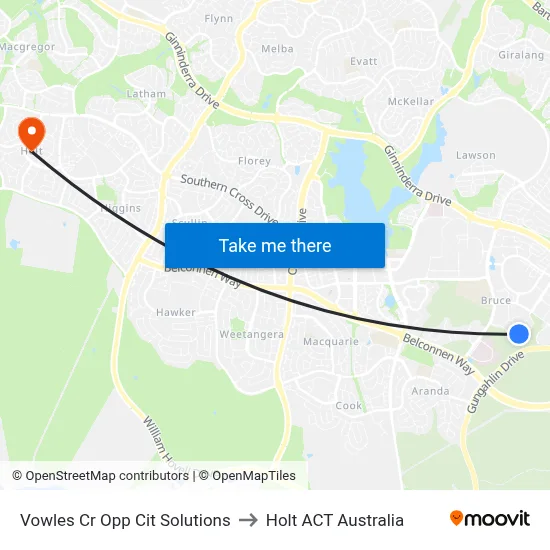 Vowles Cr Opp Cit Solutions to Holt ACT Australia map