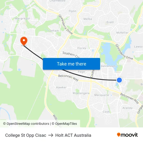 College St Opp Cisac to Holt ACT Australia map