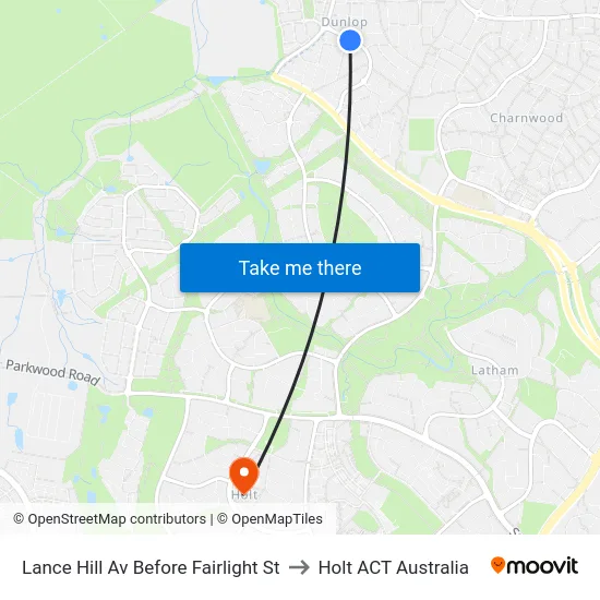 Lance Hill Av Before Fairlight St to Holt ACT Australia map