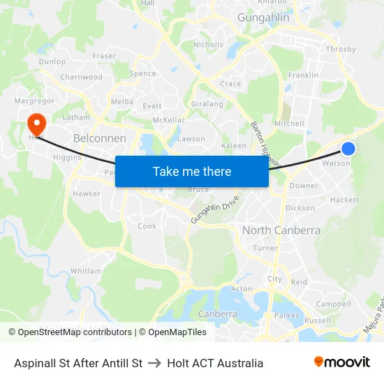 Aspinall St After Antill St to Holt ACT Australia map