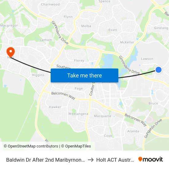 Baldwin Dr After 2nd Maribyrnong Av to Holt ACT Australia map