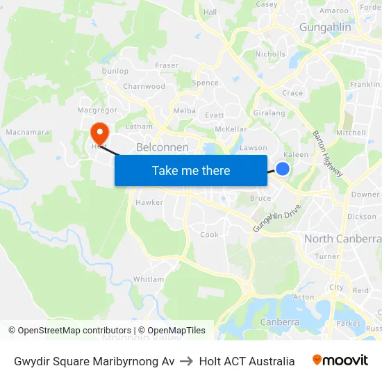 Gwydir Square Maribyrnong Av to Holt ACT Australia map