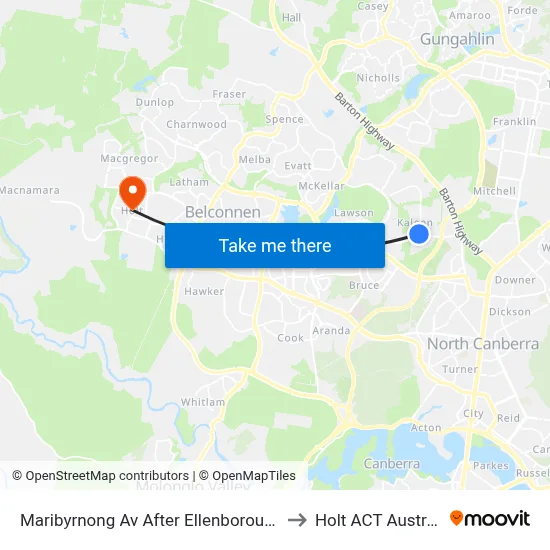 Maribyrnong Av After Ellenborough St to Holt ACT Australia map