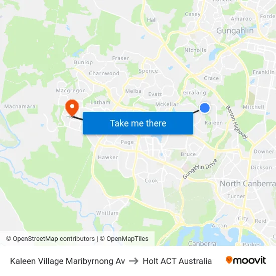 Kaleen Village Maribyrnong Av to Holt ACT Australia map