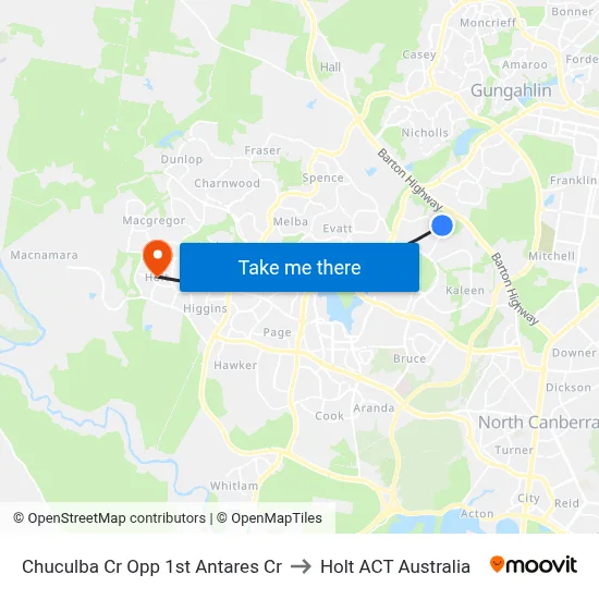 Chuculba Cr Opp 1st Antares Cr to Holt ACT Australia map