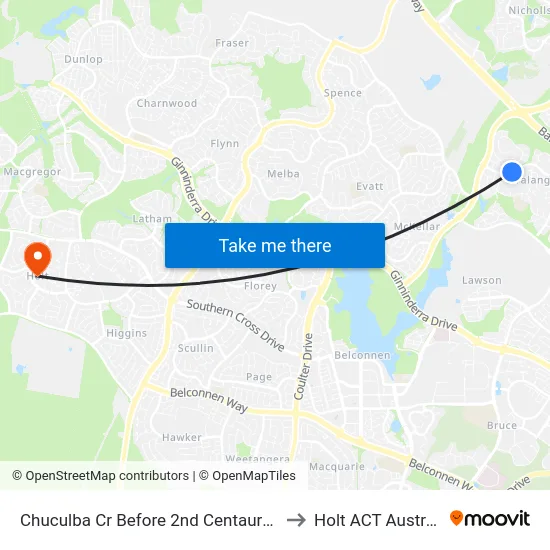 Chuculba Cr Before 2nd Centaurus St to Holt ACT Australia map