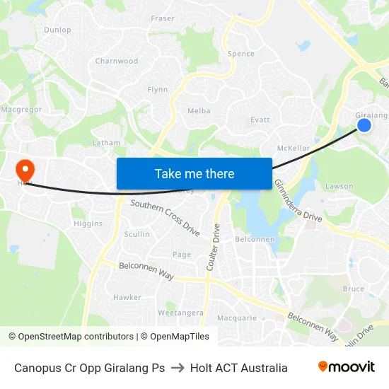 Canopus Cr Opp Giralang Ps to Holt ACT Australia map
