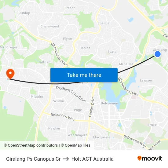 Giralang Ps Canopus Cr to Holt ACT Australia map