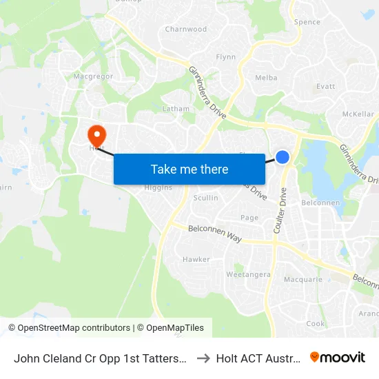 John Cleland Cr Opp 1st Tattersall Cr to Holt ACT Australia map