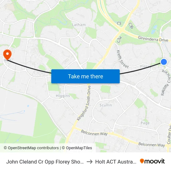 John Cleland Cr Opp Florey Shops to Holt ACT Australia map