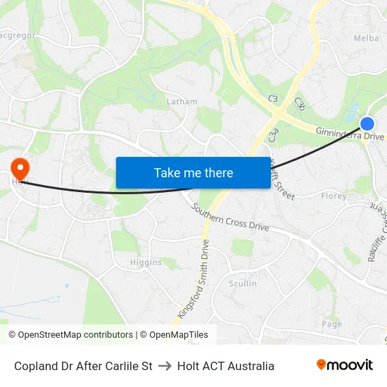 Copland Dr After Carlile St to Holt ACT Australia map
