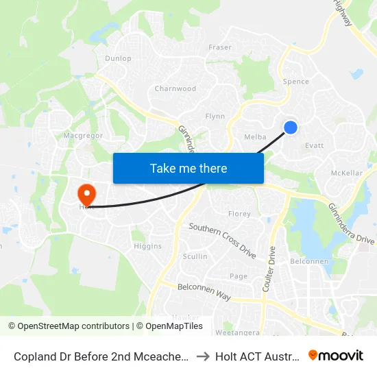 Copland Dr Before 2nd Mceachern Cr to Holt ACT Australia map