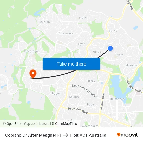 Copland Dr After Meagher Pl to Holt ACT Australia map