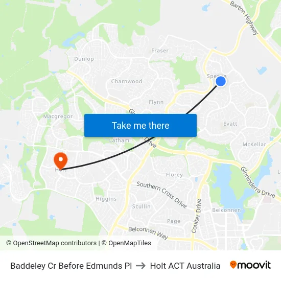 Baddeley Cr Before Edmunds Pl to Holt ACT Australia map