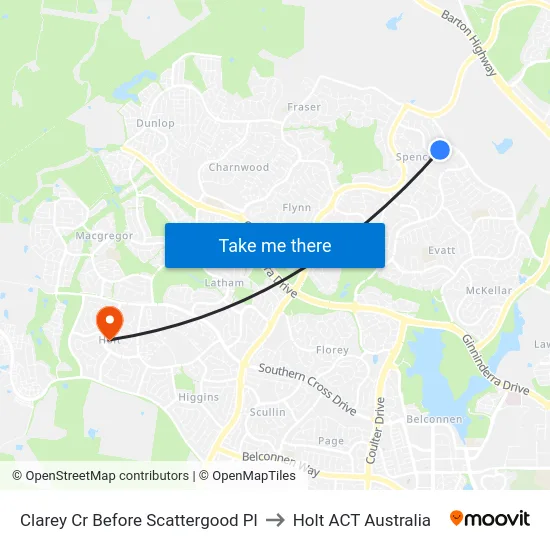 Clarey Cr Before Scattergood Pl to Holt ACT Australia map