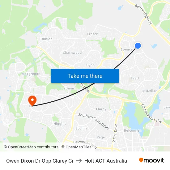Owen Dixon Dr Opp Clarey Cr to Holt ACT Australia map