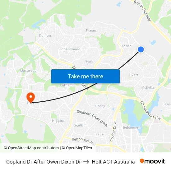 Copland Dr After Owen Dixon Dr to Holt ACT Australia map