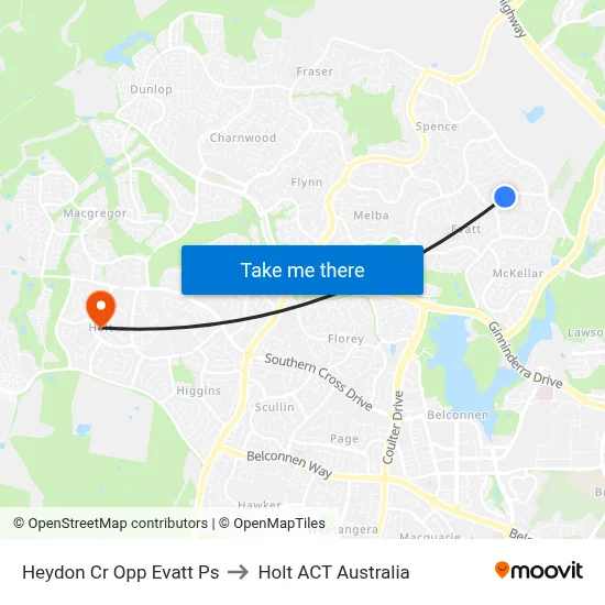 Heydon Cr Opp Evatt Ps to Holt ACT Australia map