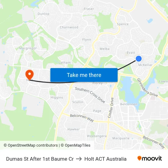 Dumas St After 1st Baume Cr to Holt ACT Australia map