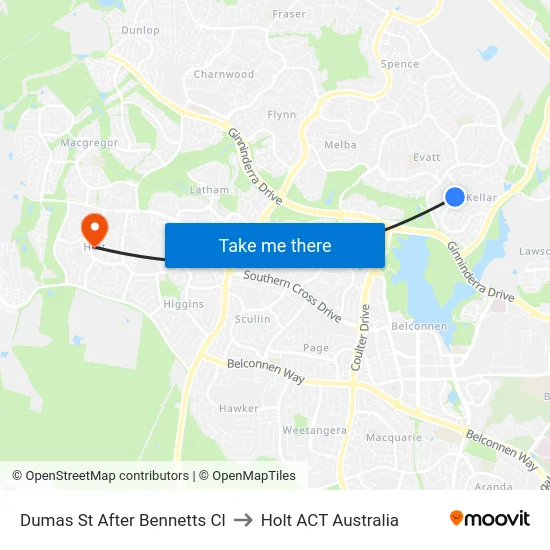 Dumas St After Bennetts Cl to Holt ACT Australia map