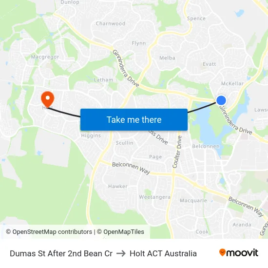 Dumas St After 2nd Bean Cr to Holt ACT Australia map