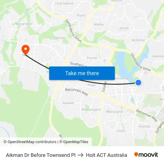 Aikman Dr Before Townsend Pl to Holt ACT Australia map