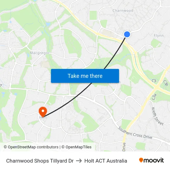 Charnwood Shops Tillyard Dr to Holt ACT Australia map