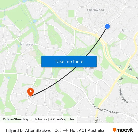 Tillyard Dr After Blackwell Cct to Holt ACT Australia map