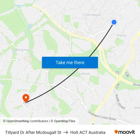 Tillyard Dr After Mcdougall St to Holt ACT Australia map