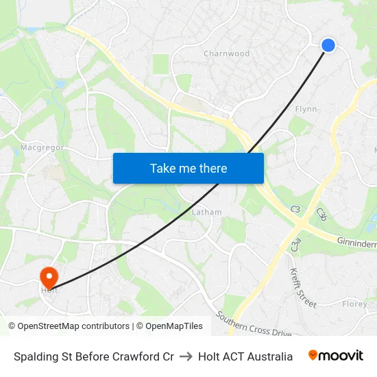 Spalding St Before Crawford Cr to Holt ACT Australia map