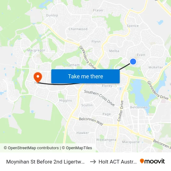 Moynihan St Before 2nd Ligertwood St to Holt ACT Australia map