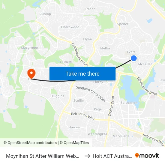 Moynihan St After William Webb Dr to Holt ACT Australia map